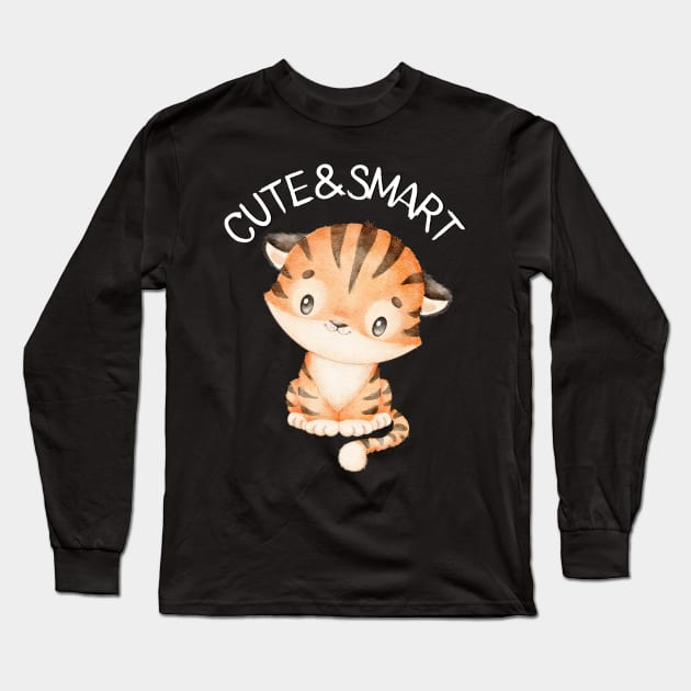 Cute and Smart Cookie Sweet kitty baby tiger cute baby outfit Long Sleeve T-Shirt by BoogieCreates